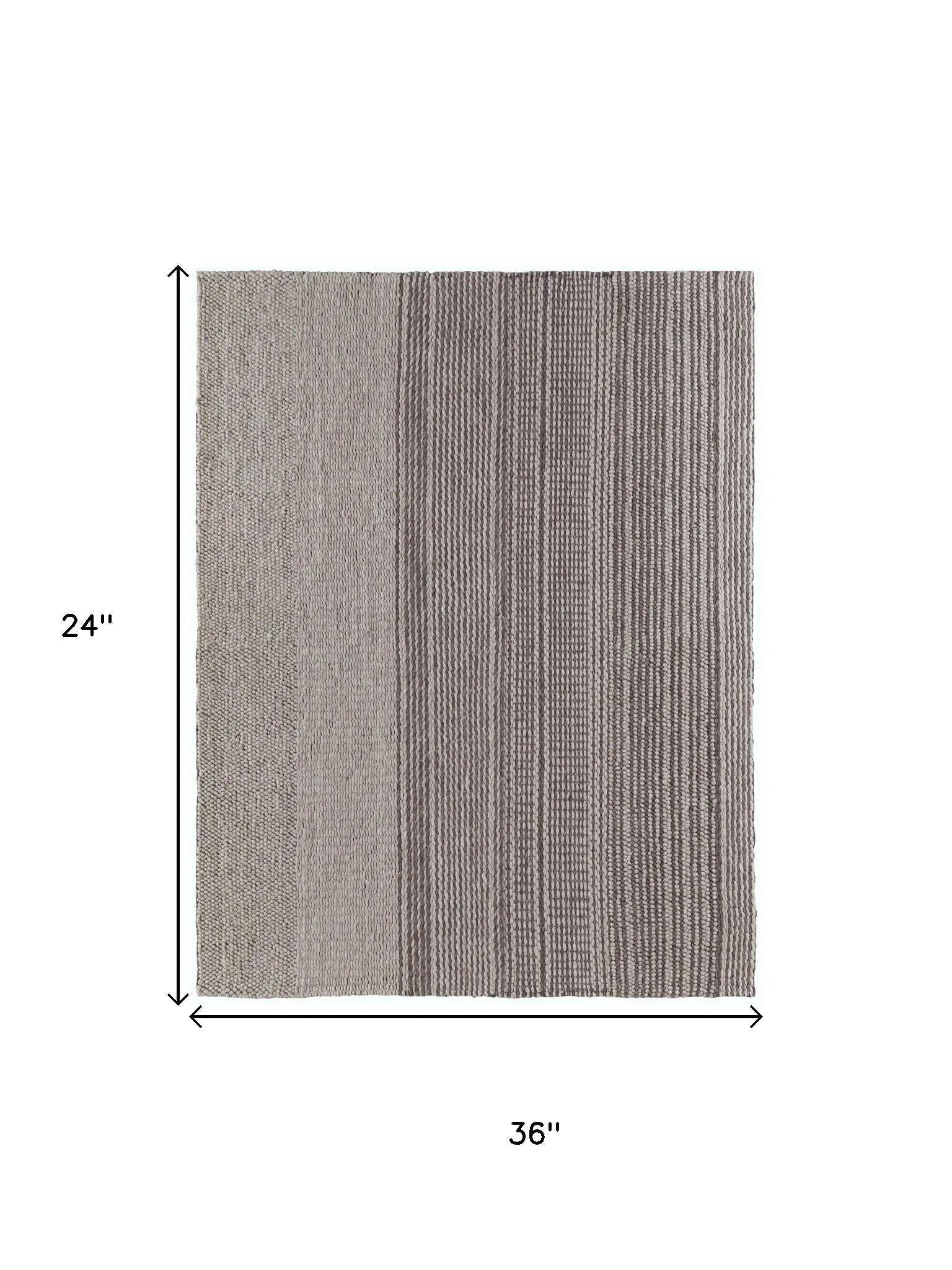 2' X 3' Ivory And Brown Wool Striped Hand Woven Area Rug Homeroots Home Decor