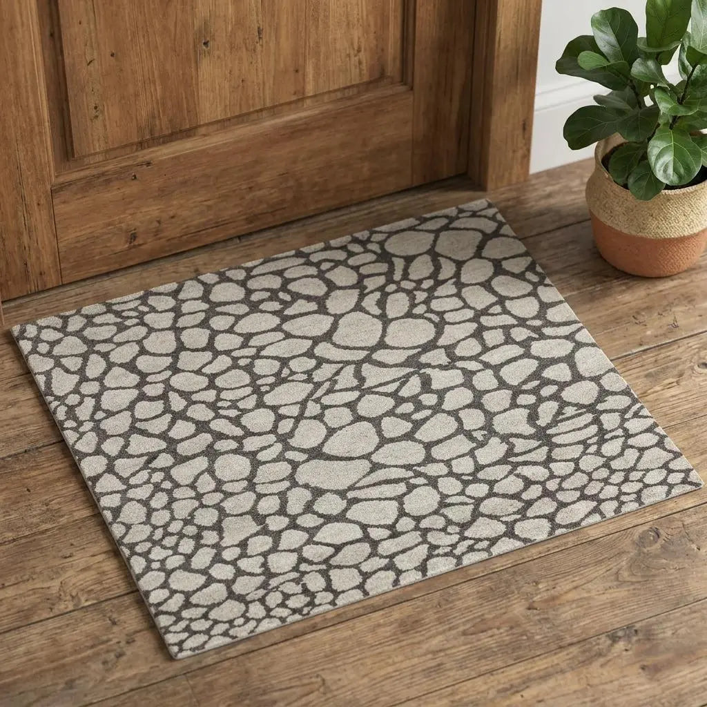 2' X 3' Ivory And Gray Wool Abstract Hand Knotted Area Rug Homeroots Home Decor