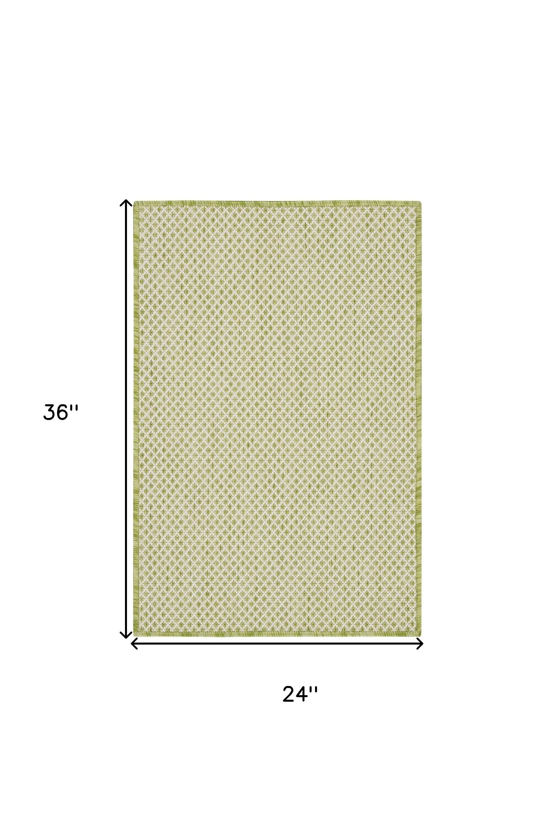 2' X 3' Ivory And Green Geometric Indoor Outdoor Area Rug Homeroots Outdoor