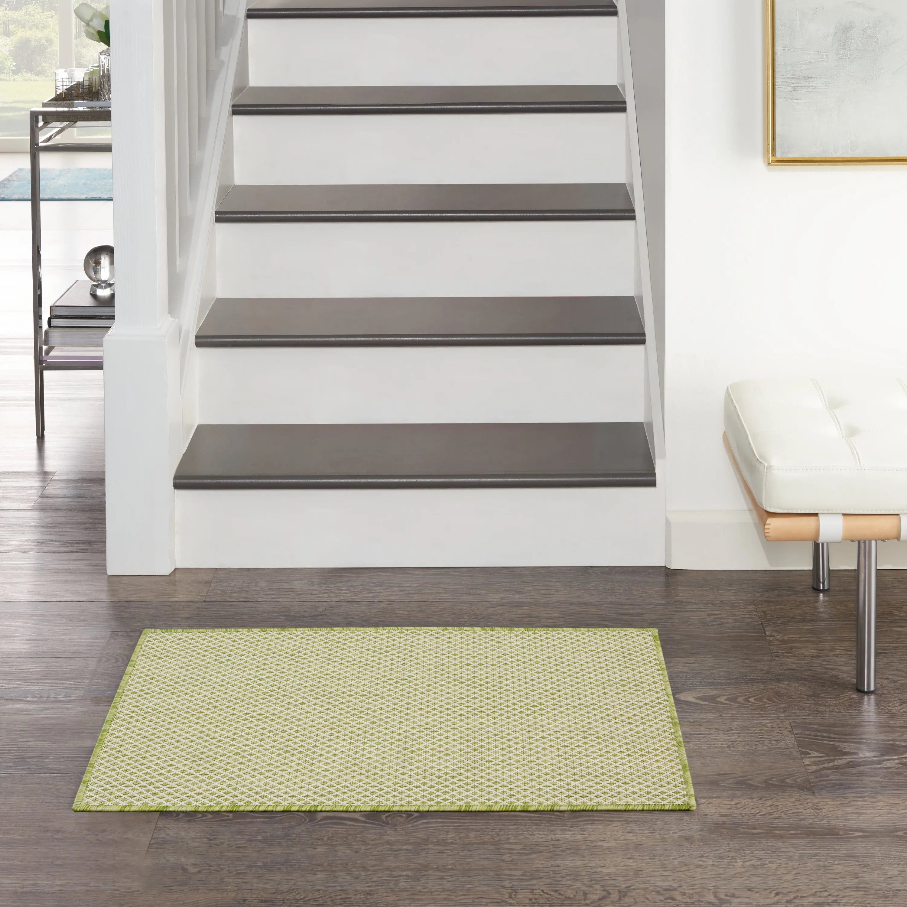 2' X 3' Ivory And Green Geometric Indoor Outdoor Area Rug Homeroots Outdoor