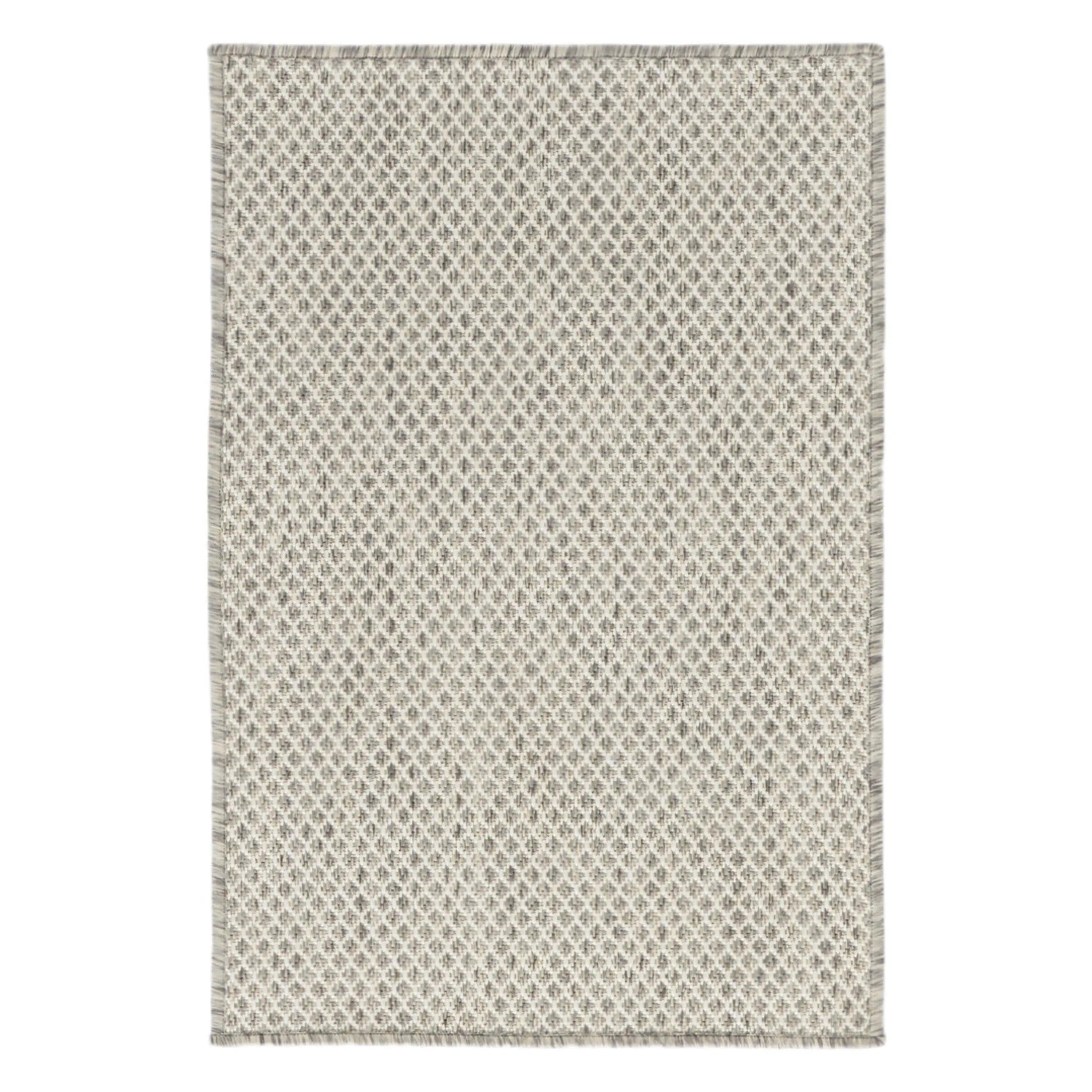 2' X 3' Ivory And Silver Geometric Indoor Outdoor Area Rug Homeroots Outdoor