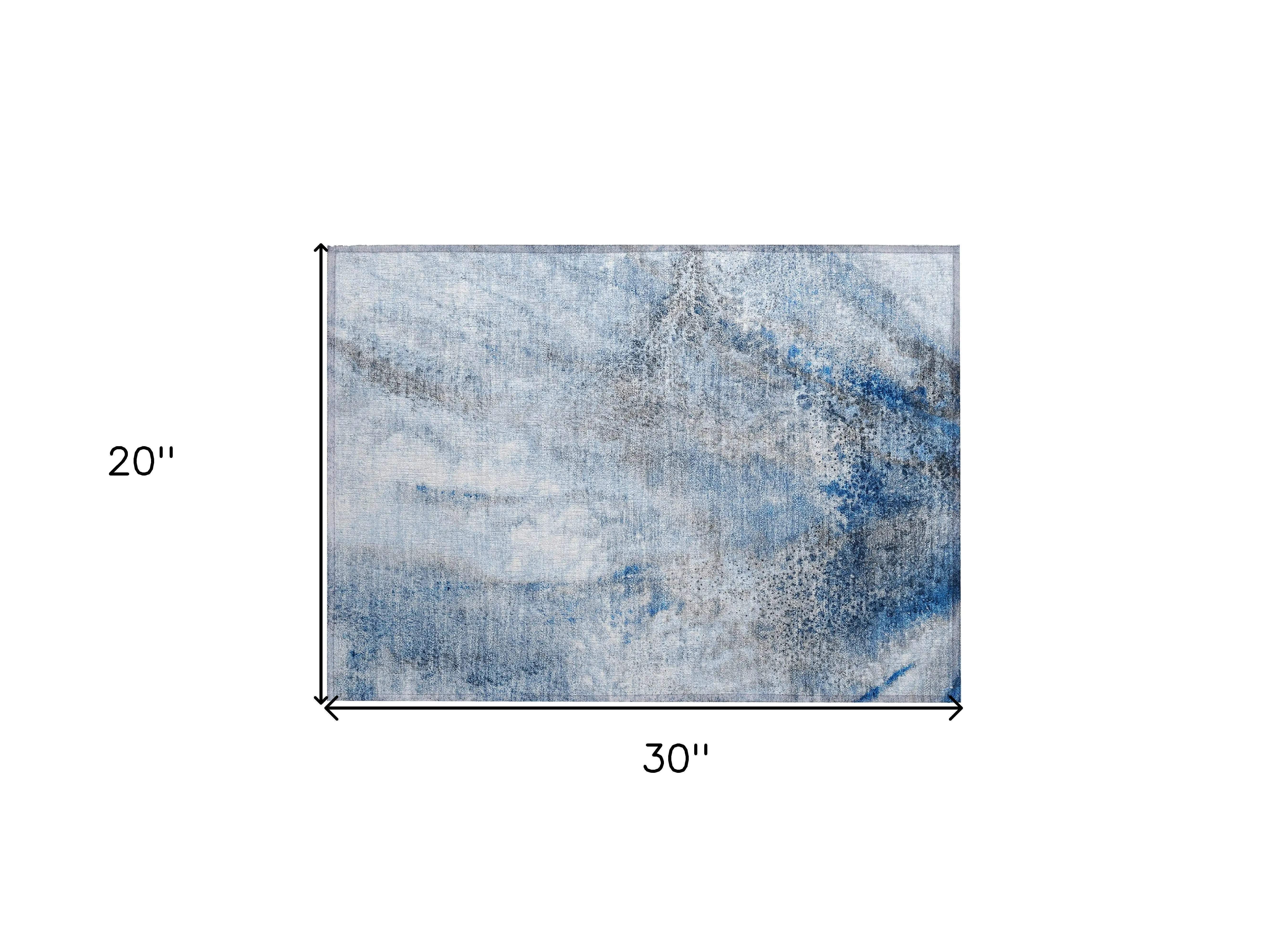 2' X 3' Ivory Blue and Gray Abstract Washable Non Skid Indoor Outdoor Area Rug Homeroots Outdoor