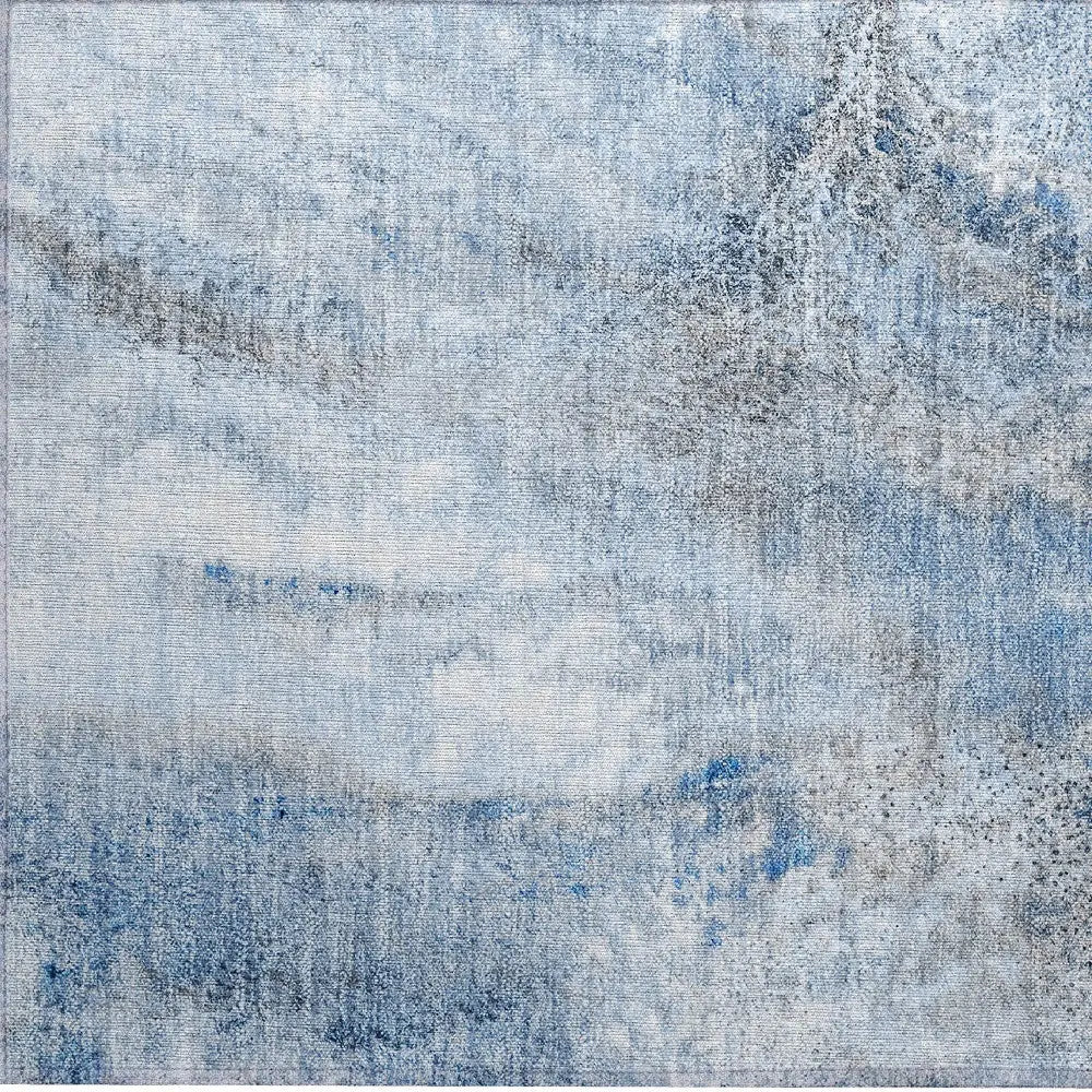2' X 3' Ivory Blue and Gray Abstract Washable Non Skid Indoor Outdoor Area Rug Homeroots Outdoor