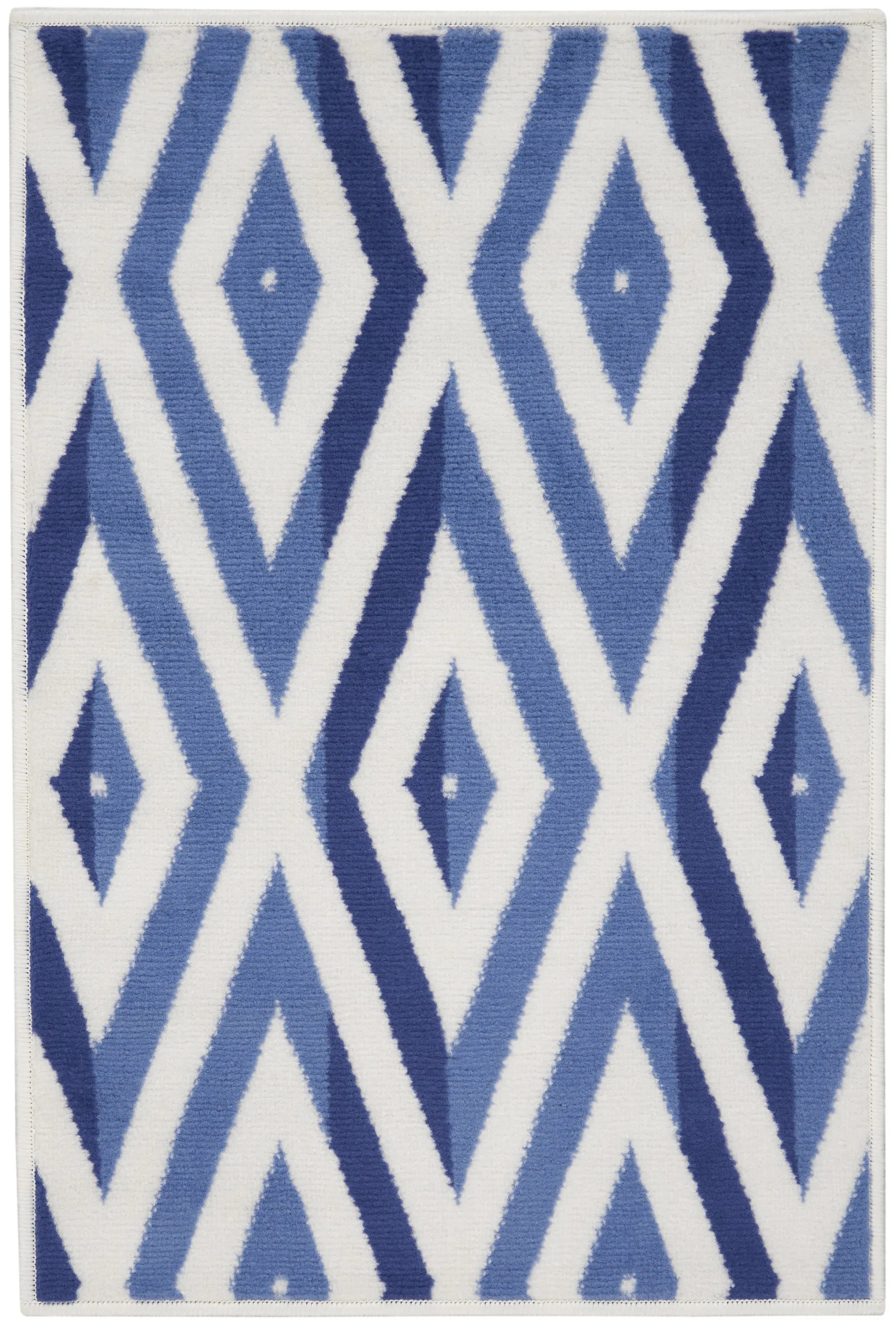 2' X 3' Ivory and Blue Geometric Area Rug Homeroots Home Decor