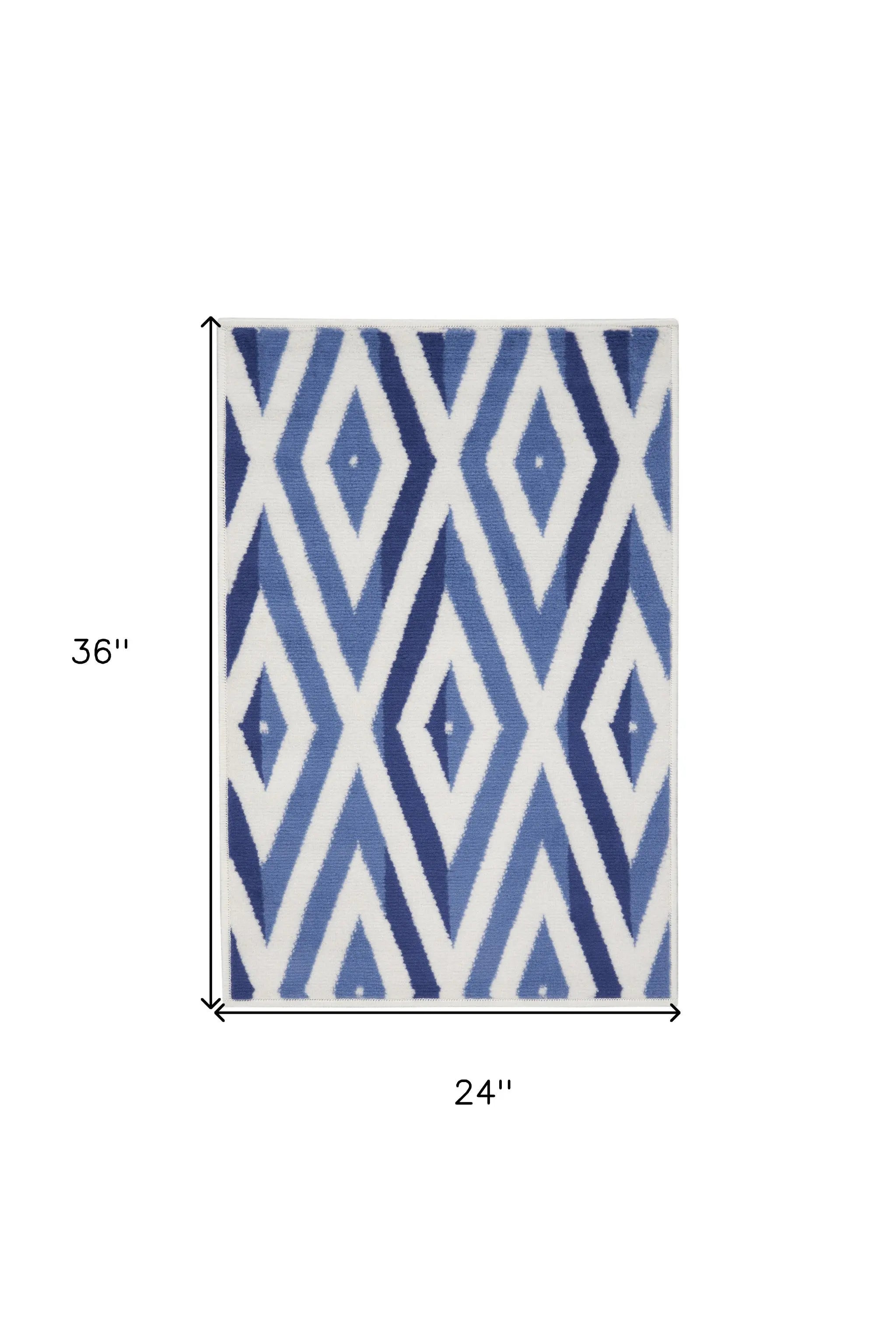 2' X 3' Ivory and Blue Geometric Area Rug Homeroots Home Decor