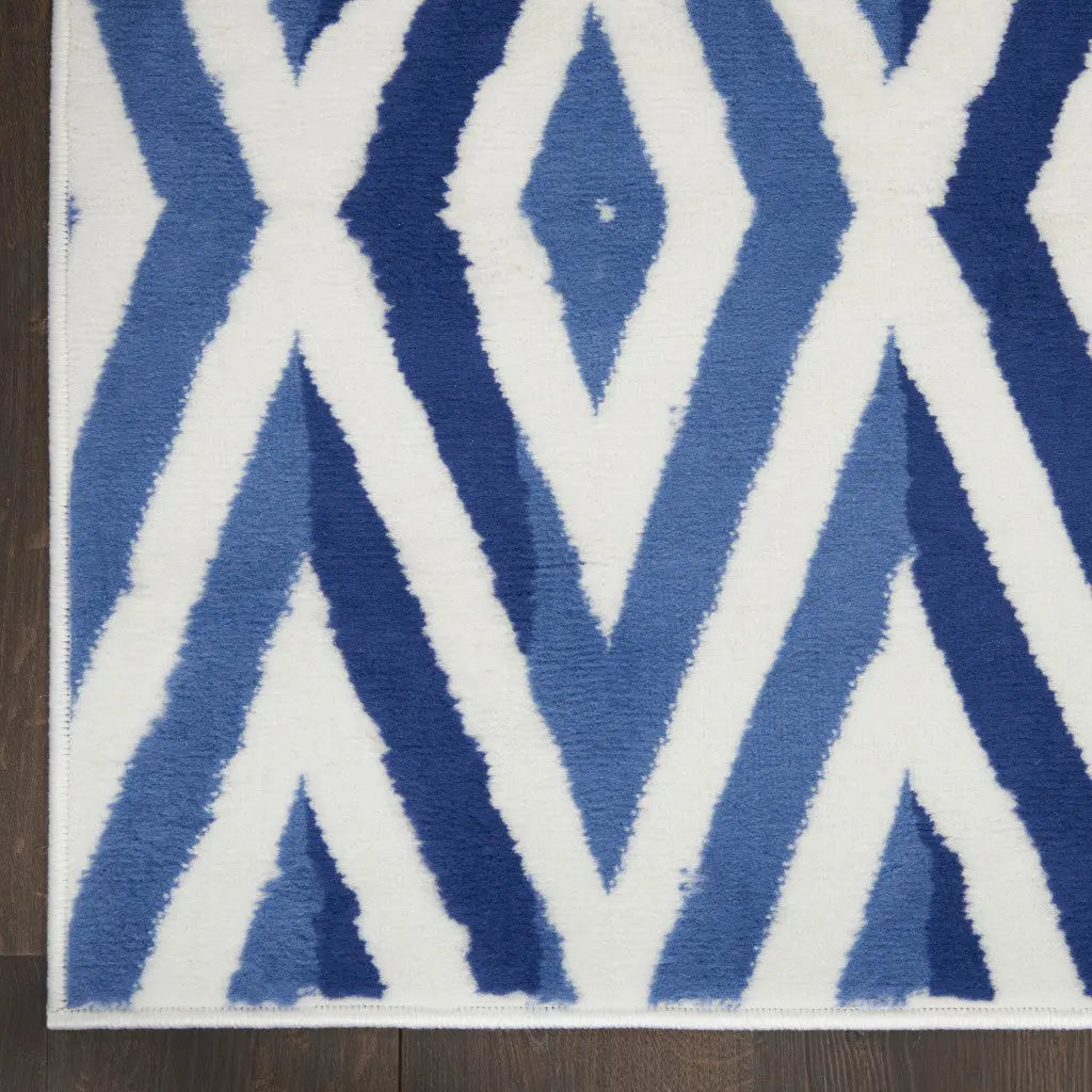 2' X 3' Ivory and Blue Geometric Area Rug Homeroots Home Decor