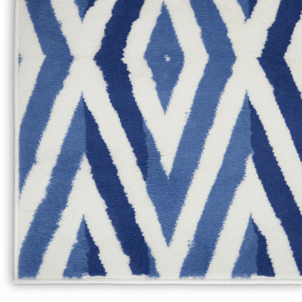 2' X 3' Ivory and Blue Geometric Area Rug Homeroots Home Decor