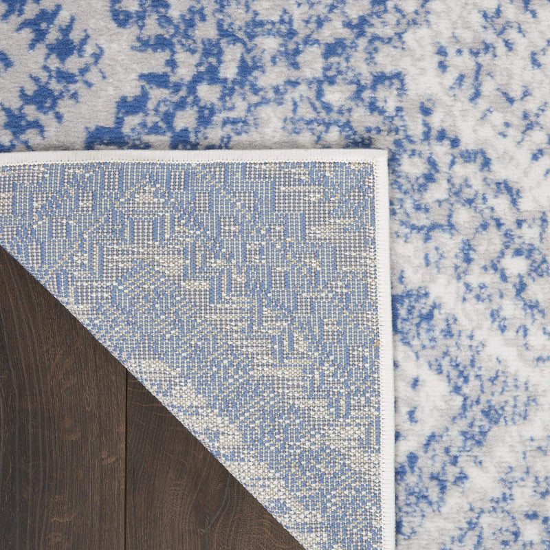 2' X 3' Ivory and Blue Geometric Distressed Area Rug GreatEagleInc