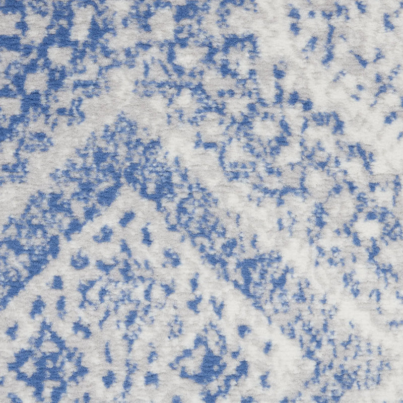 2' X 3' Ivory and Blue Geometric Distressed Area Rug GreatEagleInc
