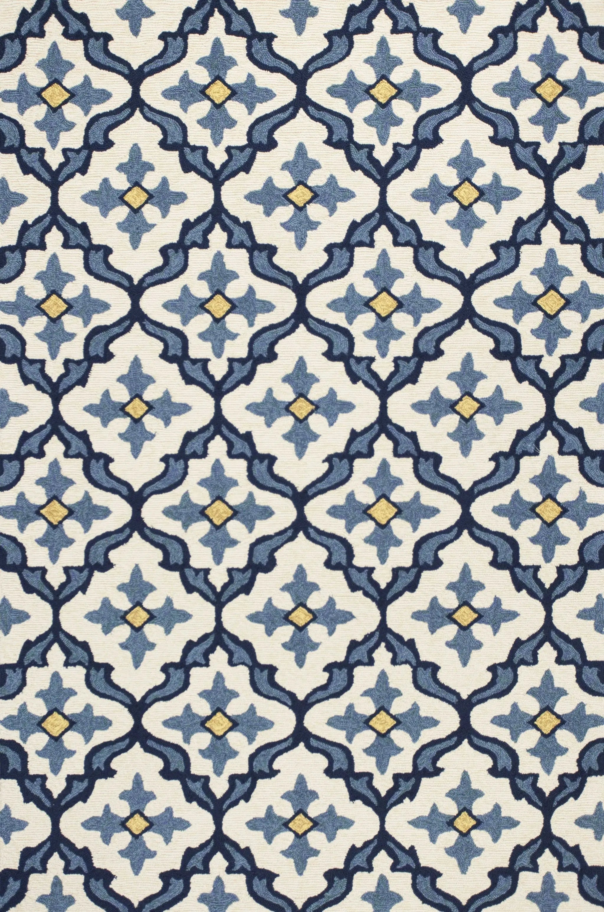 2' X 3' Ivory and Blue Moroccan Handmade Indoor Outdoor Area Rug Homeroots Outdoor