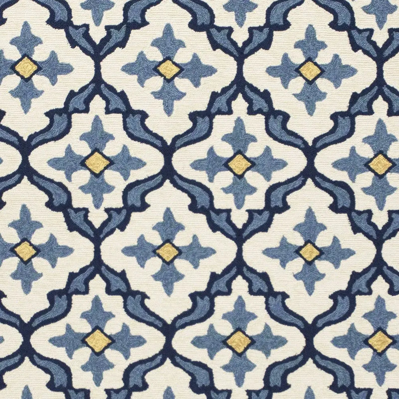 2' X 3' Ivory and Blue Moroccan Handmade Indoor Outdoor Area Rug Homeroots Outdoor
