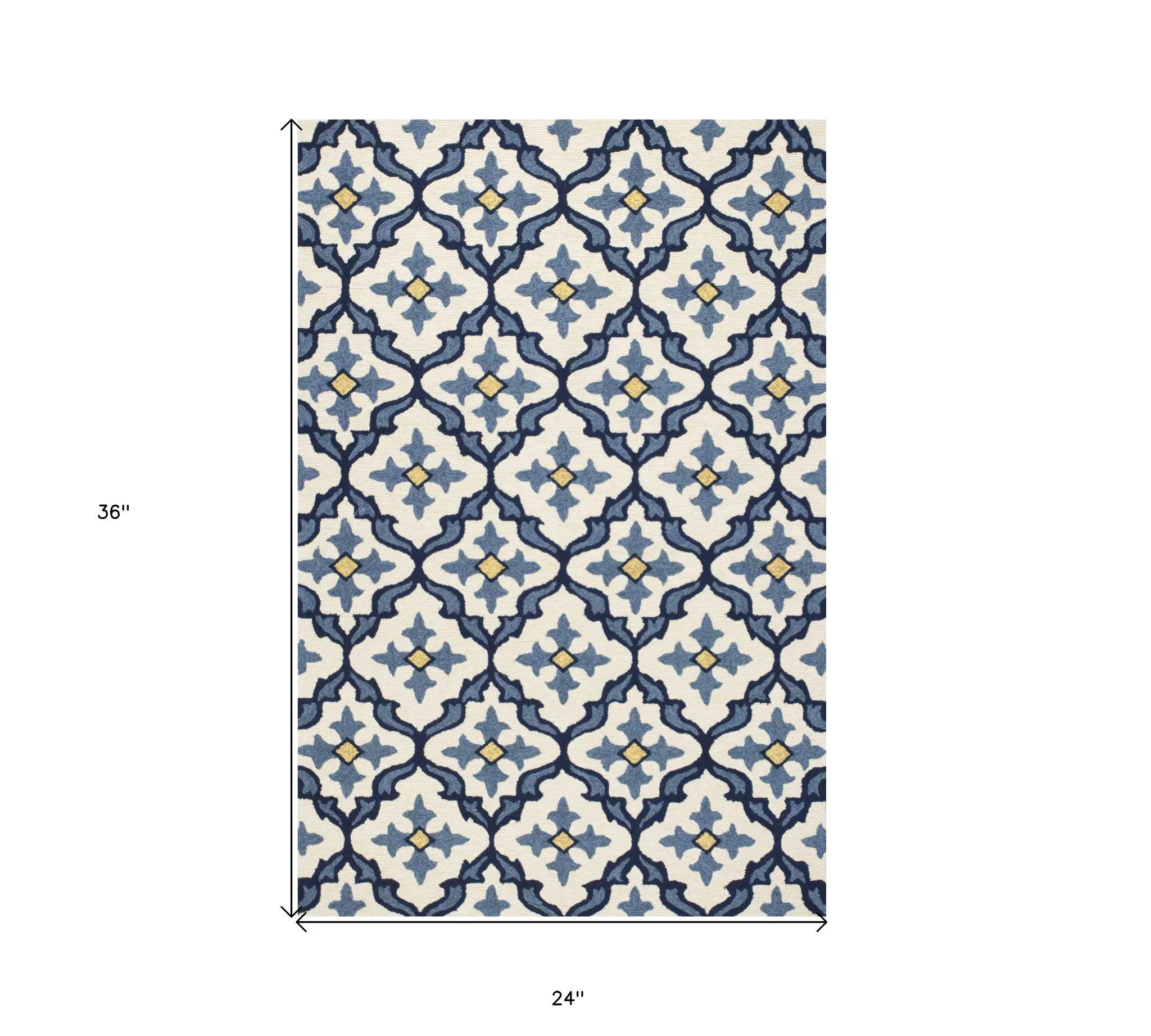 2' X 3' Ivory and Blue Moroccan Handmade Indoor Outdoor Area Rug Homeroots Outdoor