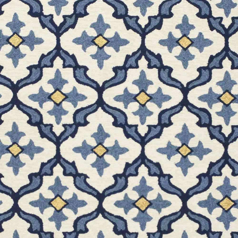 2' X 3' Ivory and Blue Moroccan Handmade Indoor Outdoor Area Rug Homeroots Outdoor