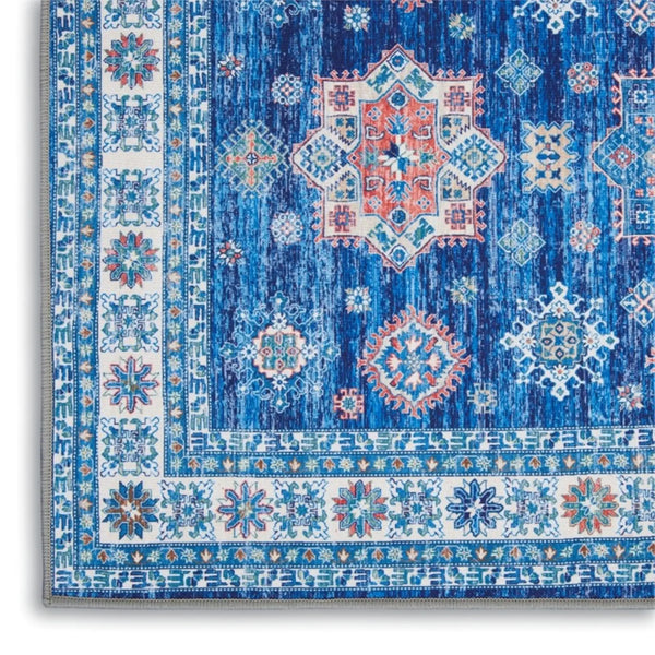 2' X 3' Ivory and Blue Oriental Distressed Non Skid Area Rug GreatEagleInc