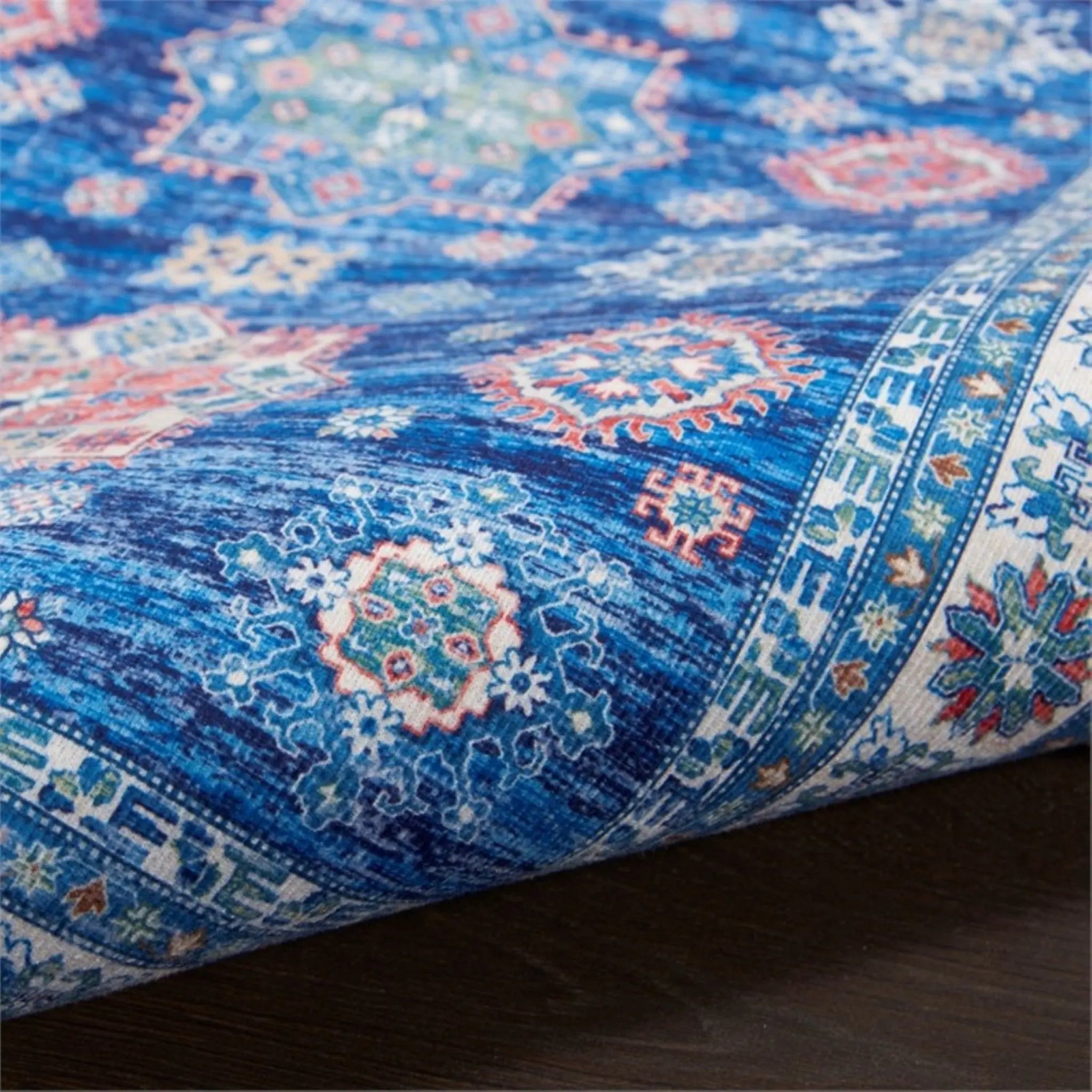 2' X 3' Ivory and Blue Oriental Distressed Non Skid Area Rug GreatEagleInc
