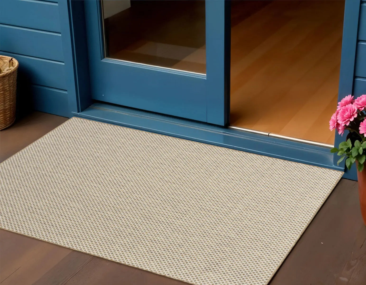2' X 3' Natural And Ivory Geometric Indoor Outdoor Area Rug Homeroots Outdoor