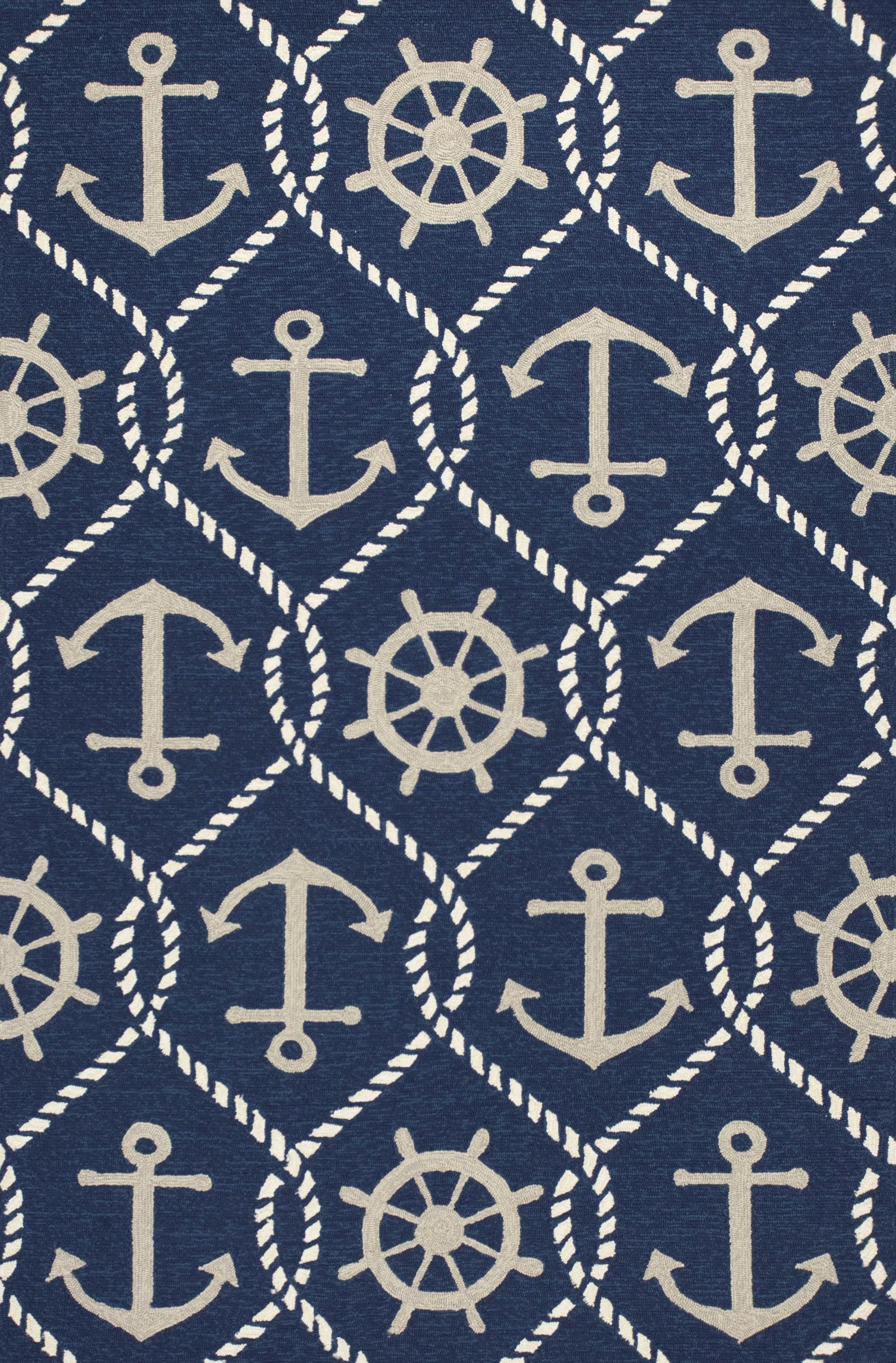 2' X 3' Navy Blue Gold And White Nautical Handmade Indoor Outdoor Area Rug Homeroots Outdoor