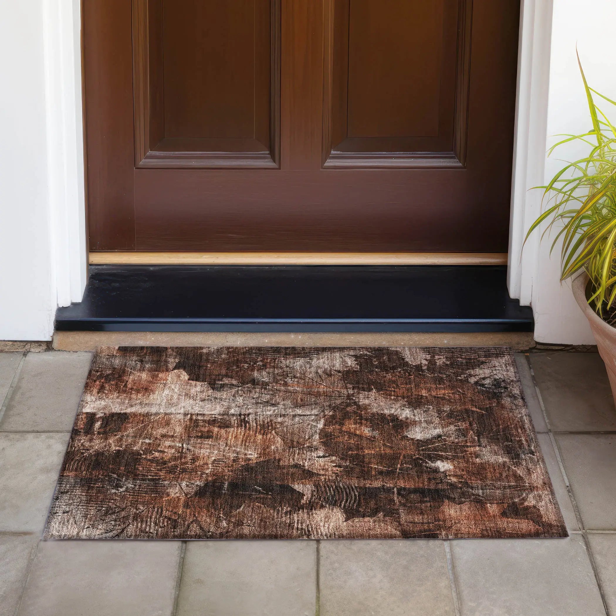 2' X 3' Orange Floral Washable Non Skid Indoor Outdoor Area Rug - GreatEagleInc