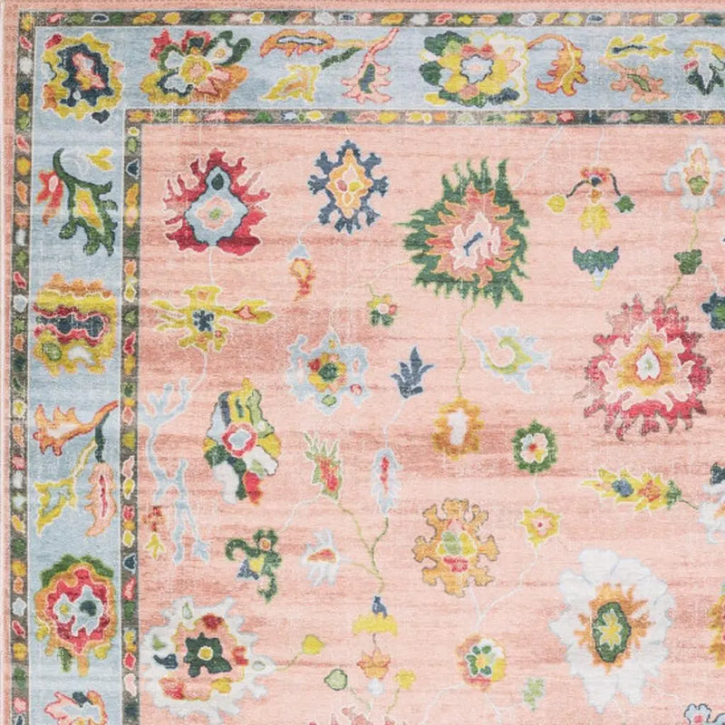 2' X 3' Pink And Blue Oriental Washable Area Rug Homeroots Home Decor