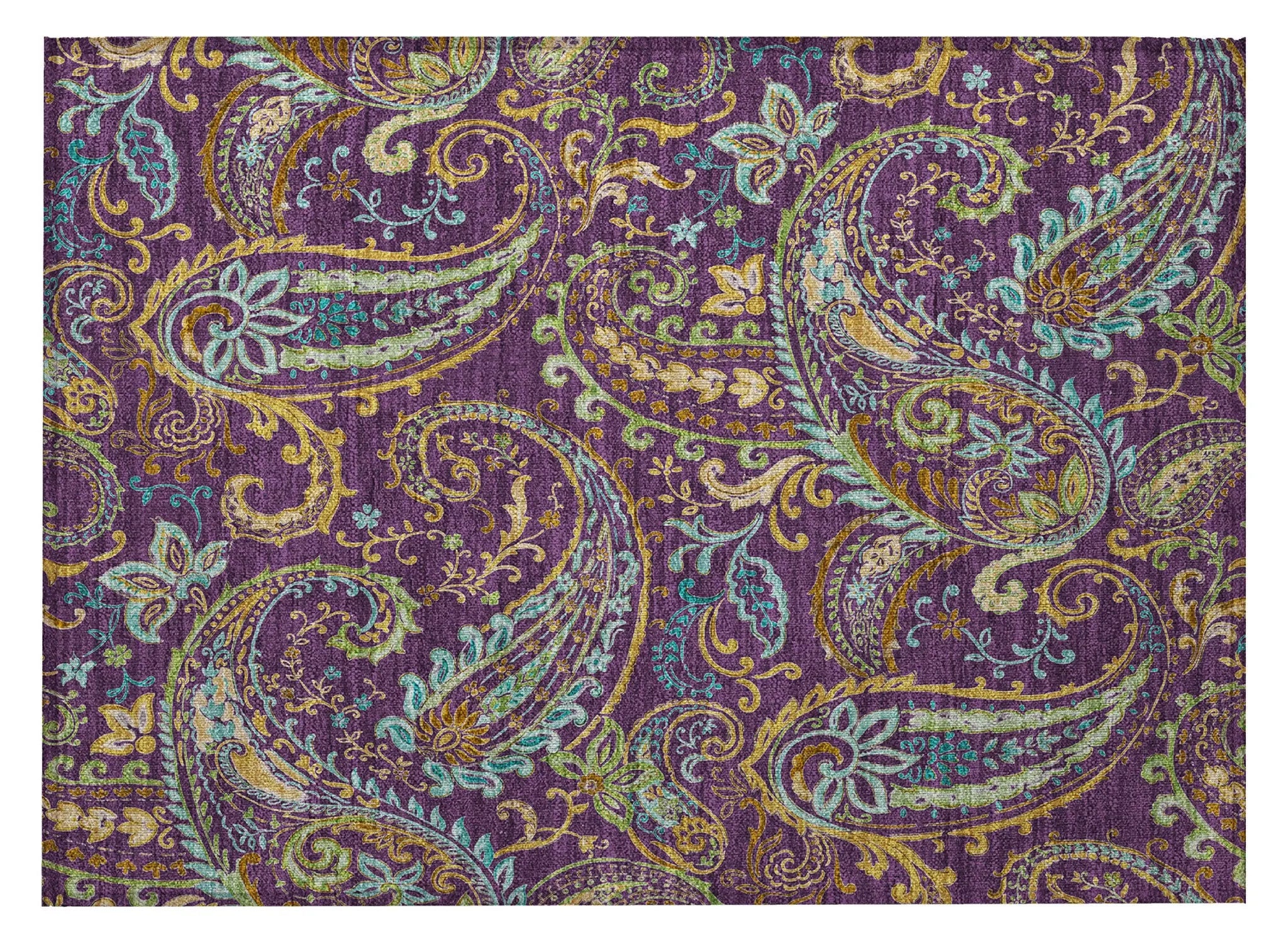 2' X 3' Purple Paisley Washable Non Skid Indoor Outdoor Area Rug Homeroots Outdoor