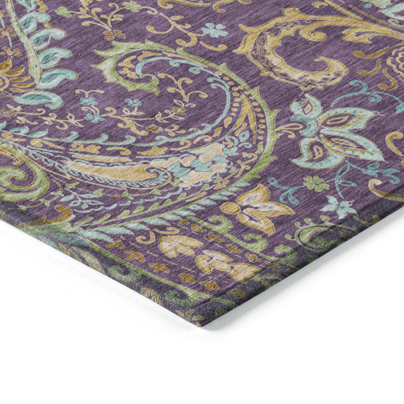 2' X 3' Purple Paisley Washable Non Skid Indoor Outdoor Area Rug Homeroots Outdoor