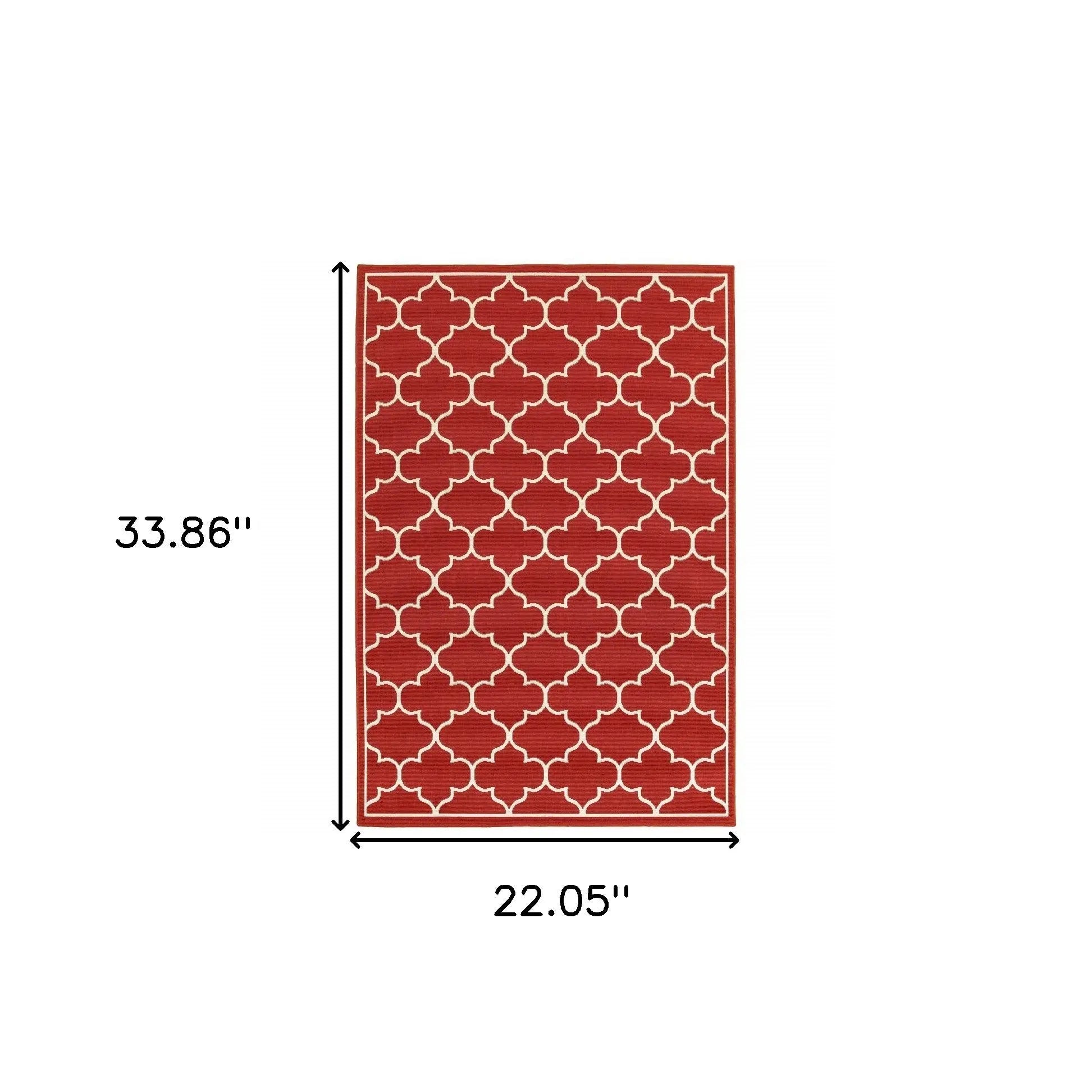 2' X 3' Red And Ivory Indoor Outdoor Area Rug Homeroots Outdoor
