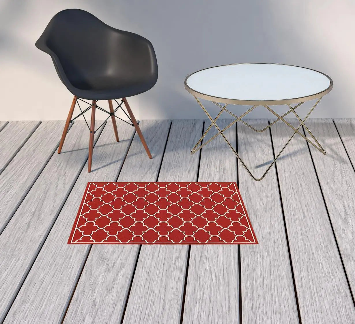 2' X 3' Red And Ivory Indoor Outdoor Area Rug Homeroots Outdoor