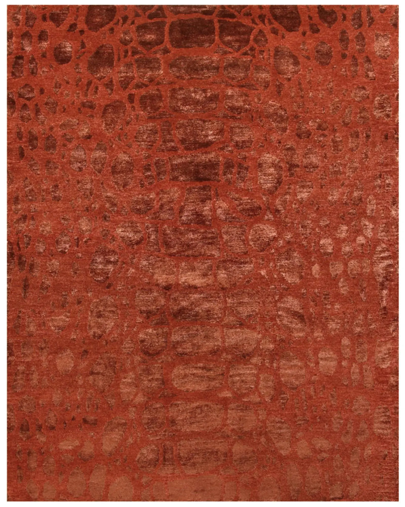 2' X 3' Red And Orange Animal Print Hand Knotted Area Rug Homeroots Home Decor