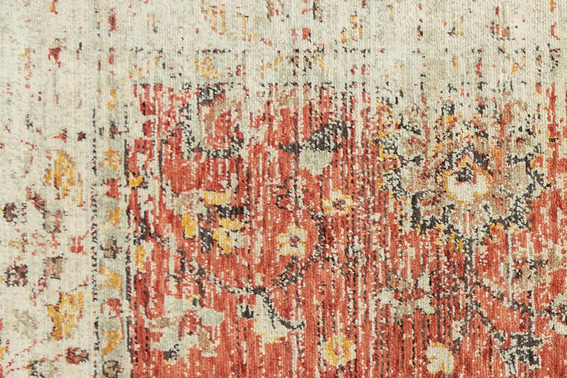 2' X 3' Red Beige Rust And Gold New Zealand Lambs Wool Oriental Hand Carved Handmade Area Rug Homeroots Home Decor