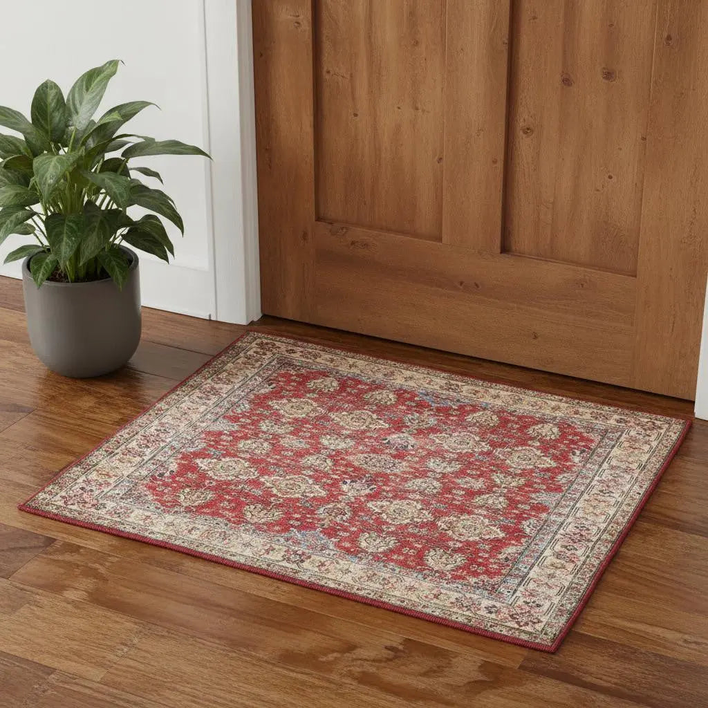 2' X 3' Red Oriental Distressed Area Rug GreatEagleInc
