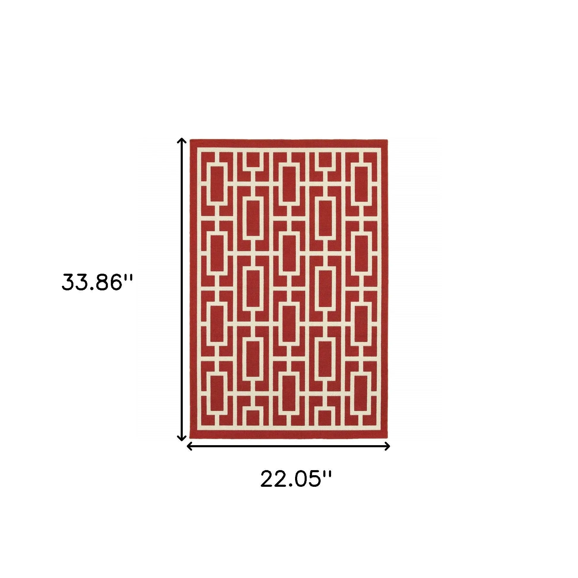 2' X 3' Red and Ivory Geometric Stain Resistant Indoor Outdoor Area Rug Homeroots Outdoor