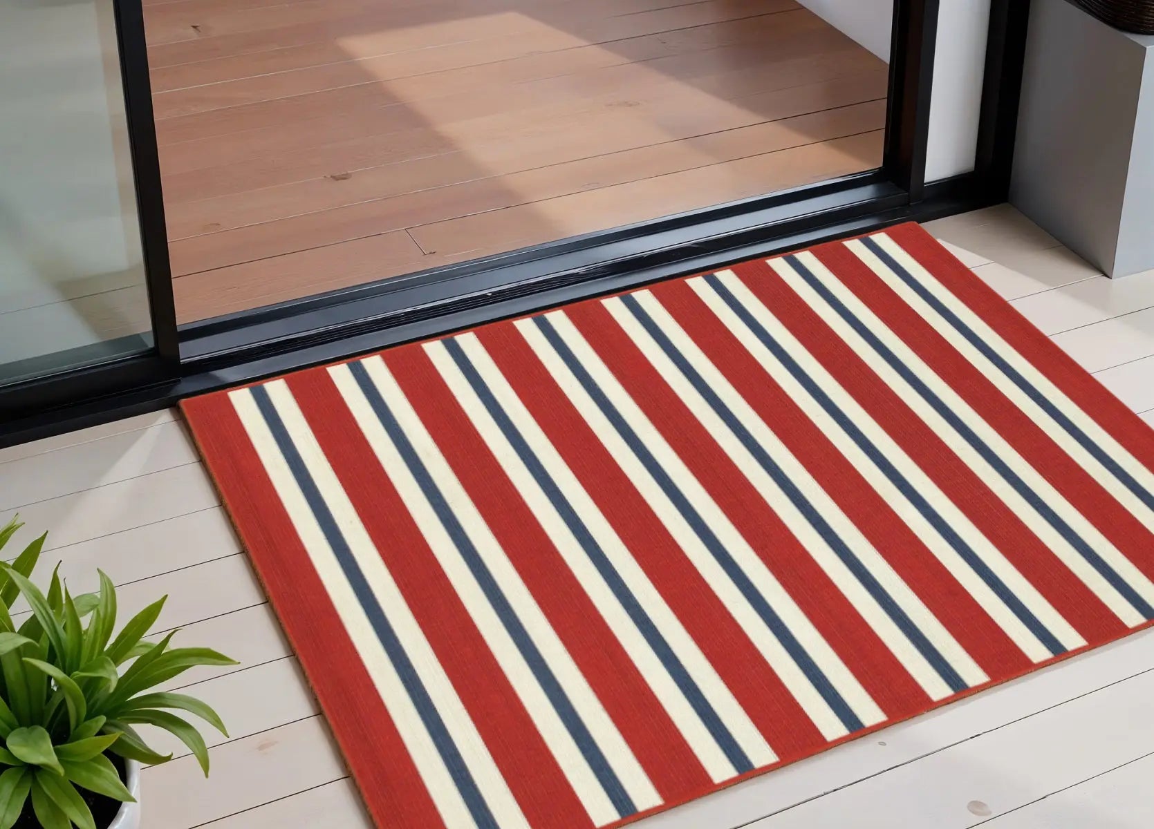 2' X 3' Red and Ivory Geometric Stain Resistant Indoor Outdoor Area Rug Homeroots Outdoor