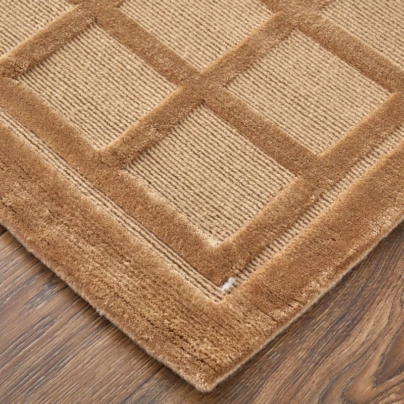 2' X 3' Tan And Brown Wool Geometric Hand Knotted Area Rug Homeroots Home Decor