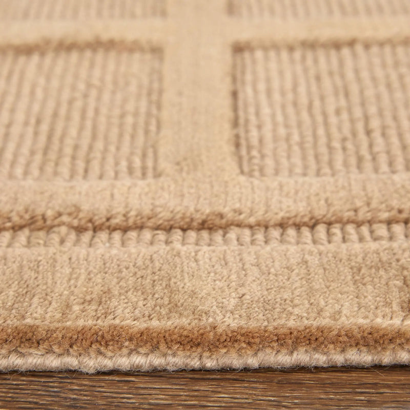 2' X 3' Tan And Brown Wool Geometric Hand Knotted Area Rug Homeroots Home Decor