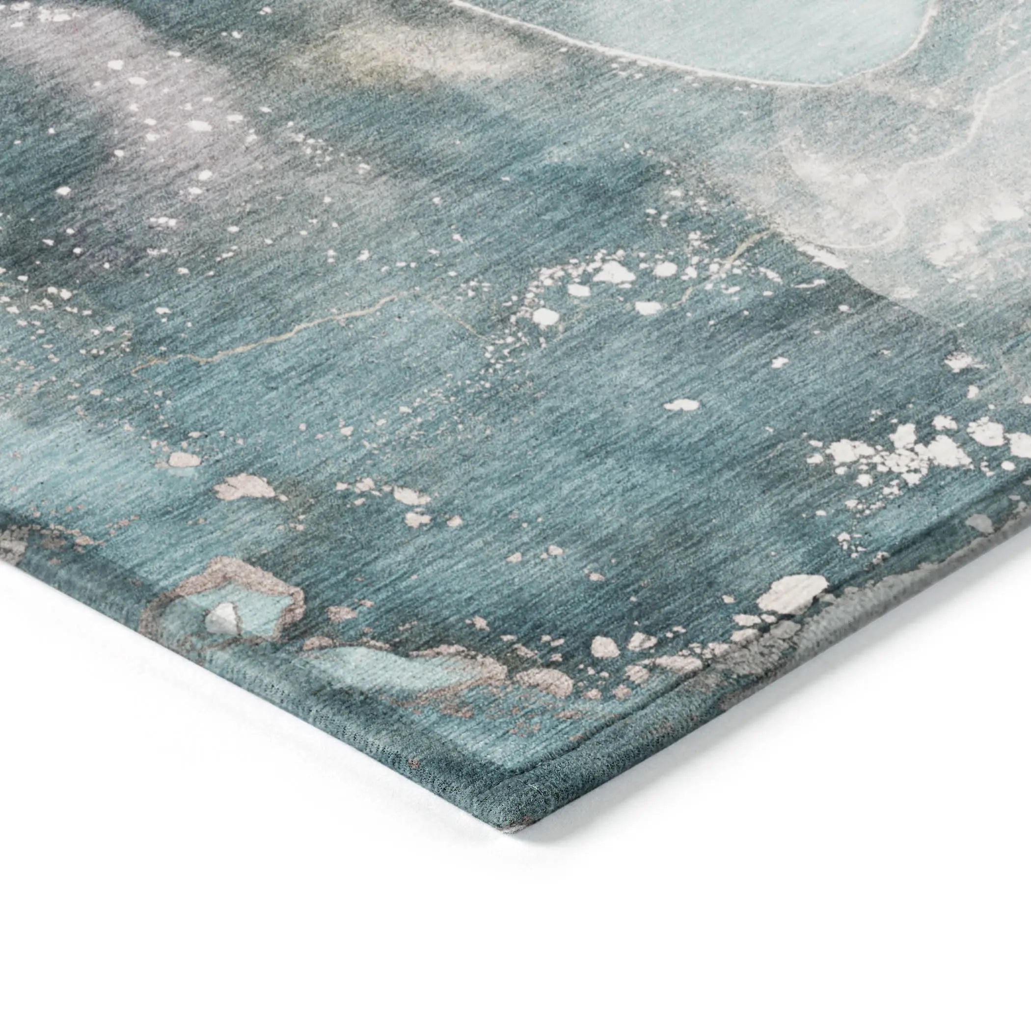 2' X 3' Teal Abstract Washable Non Skid Indoor Outdoor Area Rug Homeroots Outdoor