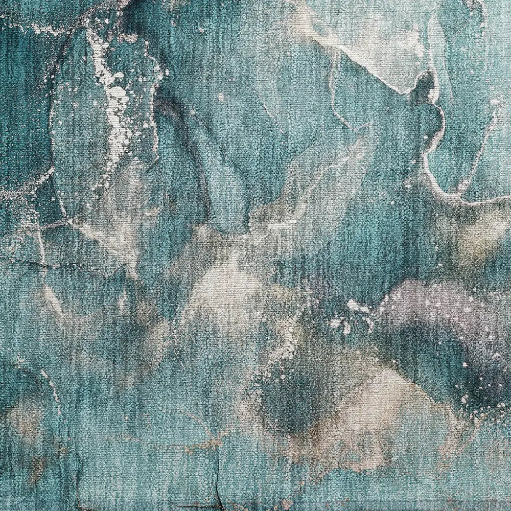 2' X 3' Teal Abstract Washable Non Skid Indoor Outdoor Area Rug Homeroots Outdoor