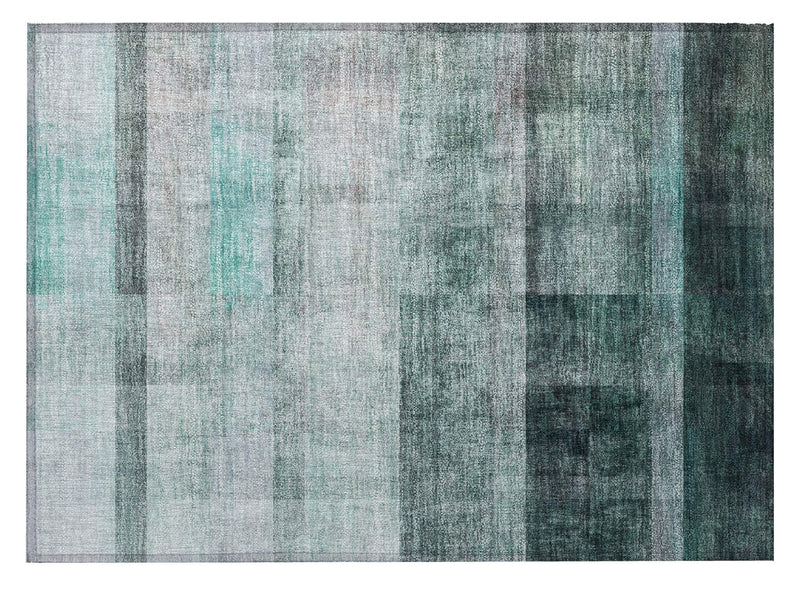 2' X 3' Teal Ombre Washable Non Skid Indoor Outdoor Area Rug - GreatEagleInc