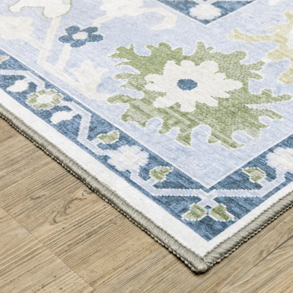 2' X 3' White And Blue Oriental Washable Area Rug Homeroots Home Decor