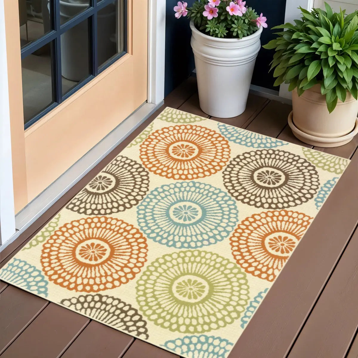 2' X 4' Beige Indoor Outdoor Area Rug Homeroots Outdoor