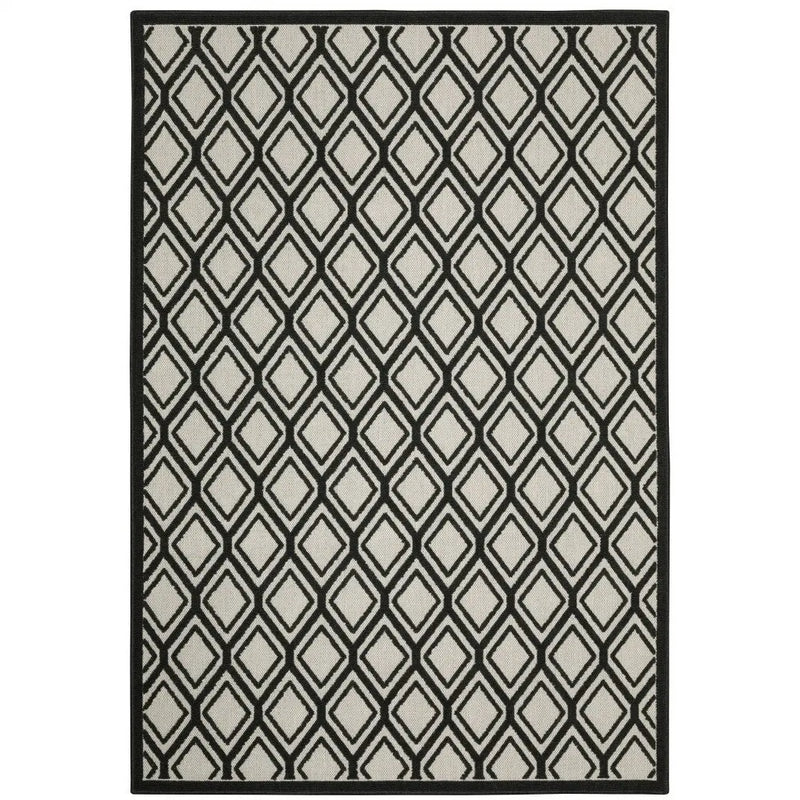 2' X 4' Beige and Black Geometric Stain Resistant Indoor Outdoor Area Rug Homeroots Outdoor