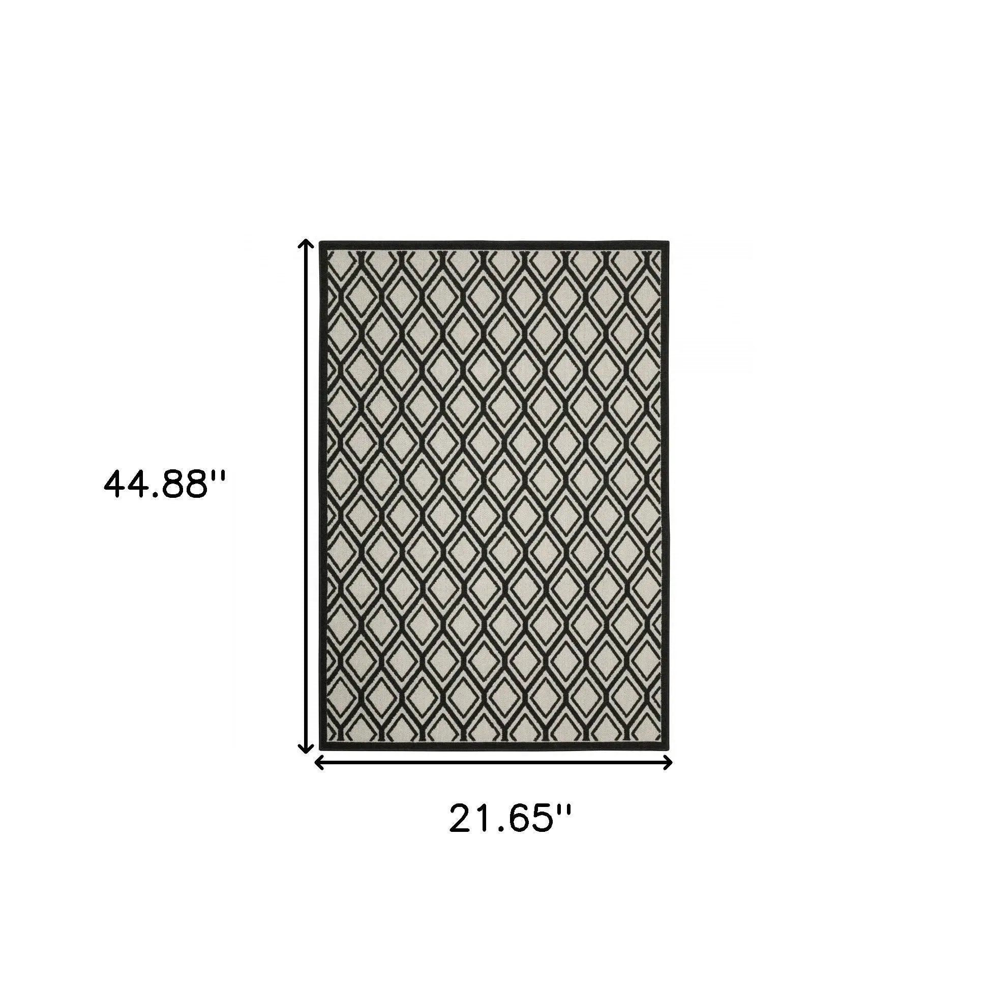 2' X 4' Beige and Black Geometric Stain Resistant Indoor Outdoor Area Rug Homeroots Outdoor
