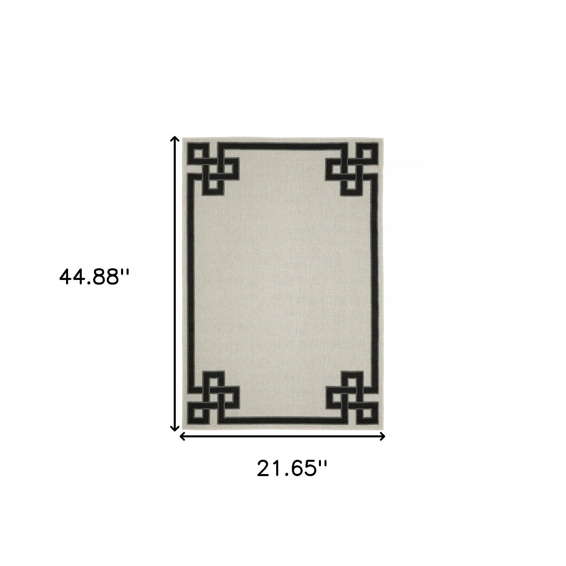 2' X 4' Beige and Black Stain Resistant Indoor Outdoor Area Rug Homeroots Outdoor