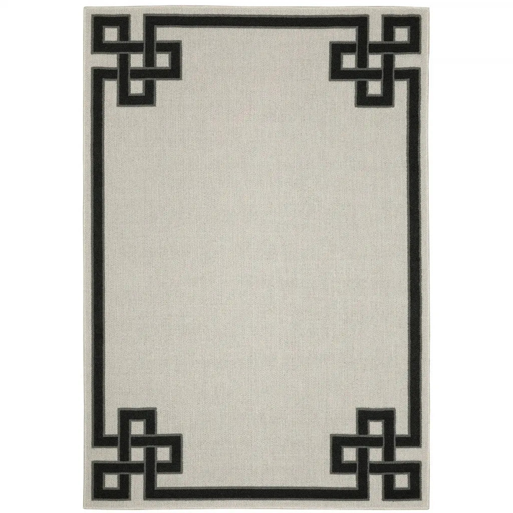 2' X 4' Beige and Black Stain Resistant Indoor Outdoor Area Rug Homeroots Outdoor