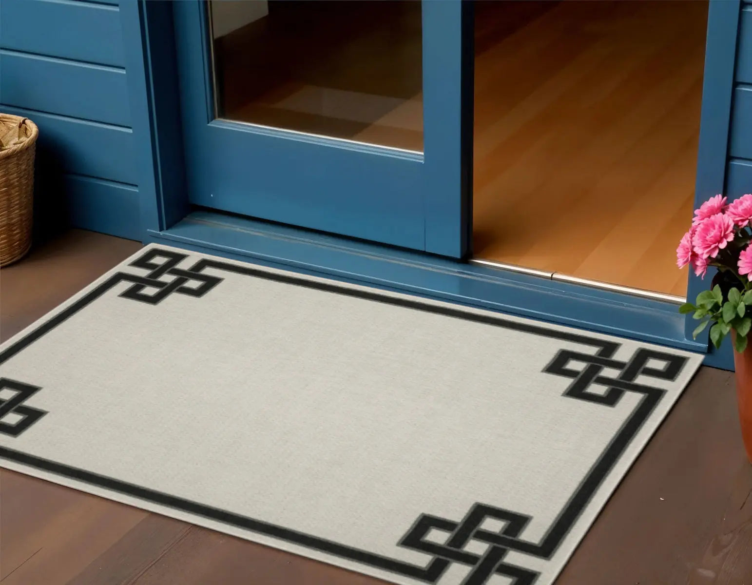 2' X 4' Beige and Black Stain Resistant Indoor Outdoor Area Rug Homeroots Outdoor
