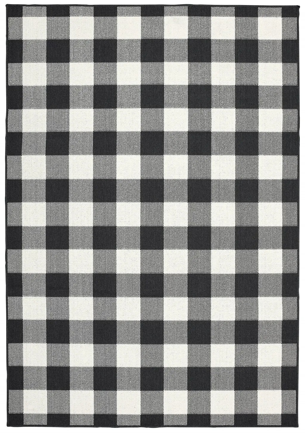 2' X 4' Black And Ivory Indoor Outdoor Area Rug Homeroots Outdoor