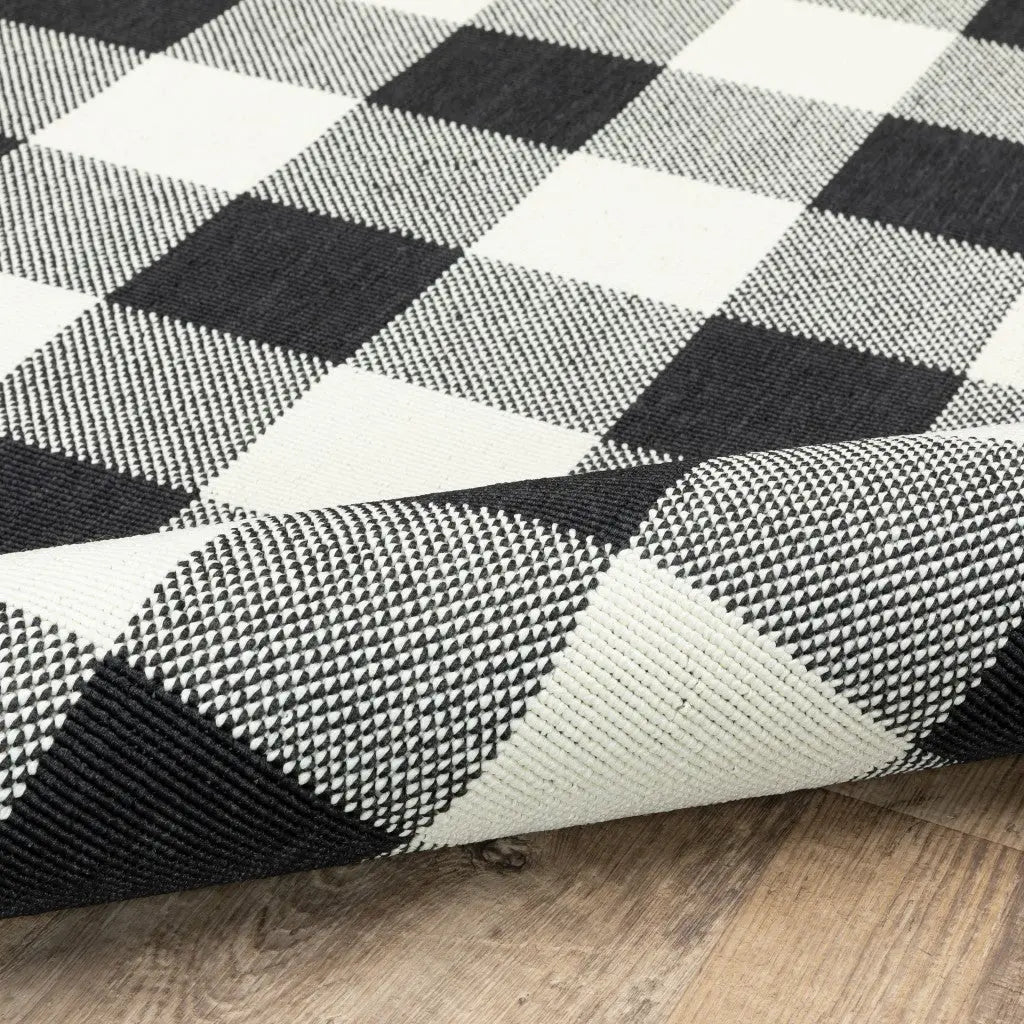2' X 4' Black And Ivory Indoor Outdoor Area Rug Homeroots Outdoor