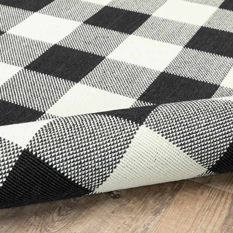 2' X 4' Black And Ivory Indoor Outdoor Area Rug Homeroots Outdoor