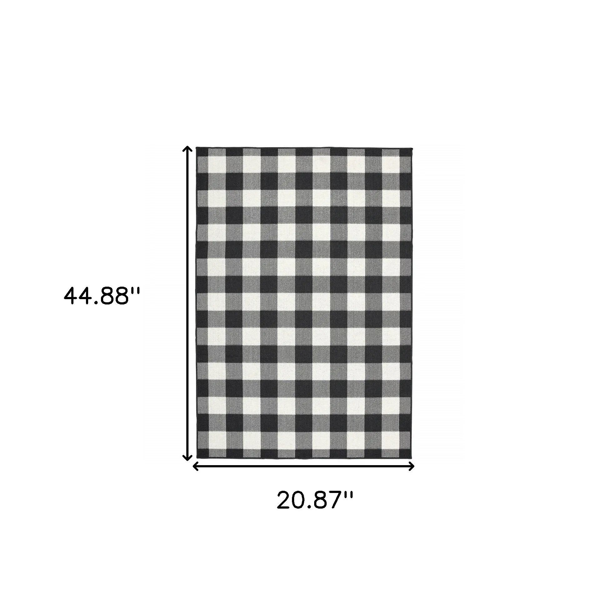 2' X 4' Black And Ivory Indoor Outdoor Area Rug Homeroots Outdoor