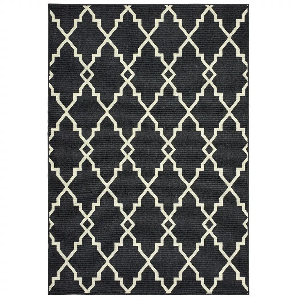 2' X 4' Black And Ivory Indoor Outdoor Area Rug Homeroots Outdoor