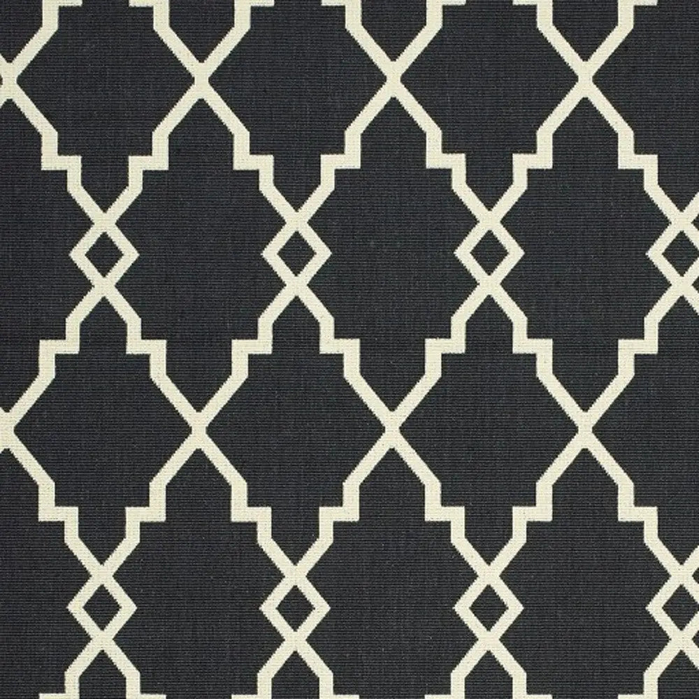 2' X 4' Black And Ivory Indoor Outdoor Area Rug Homeroots Outdoor